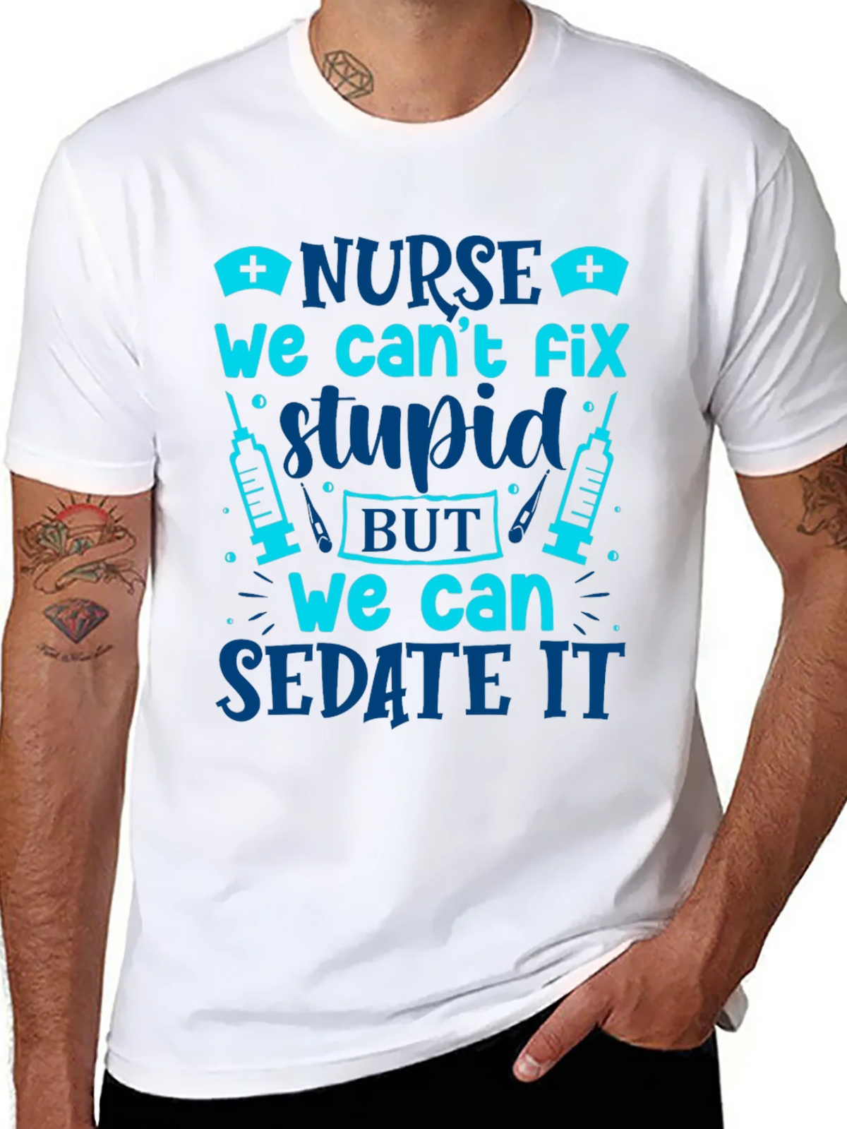 Nurse Cant Fix Stupid Sarcastic Graphic Tee product image 3