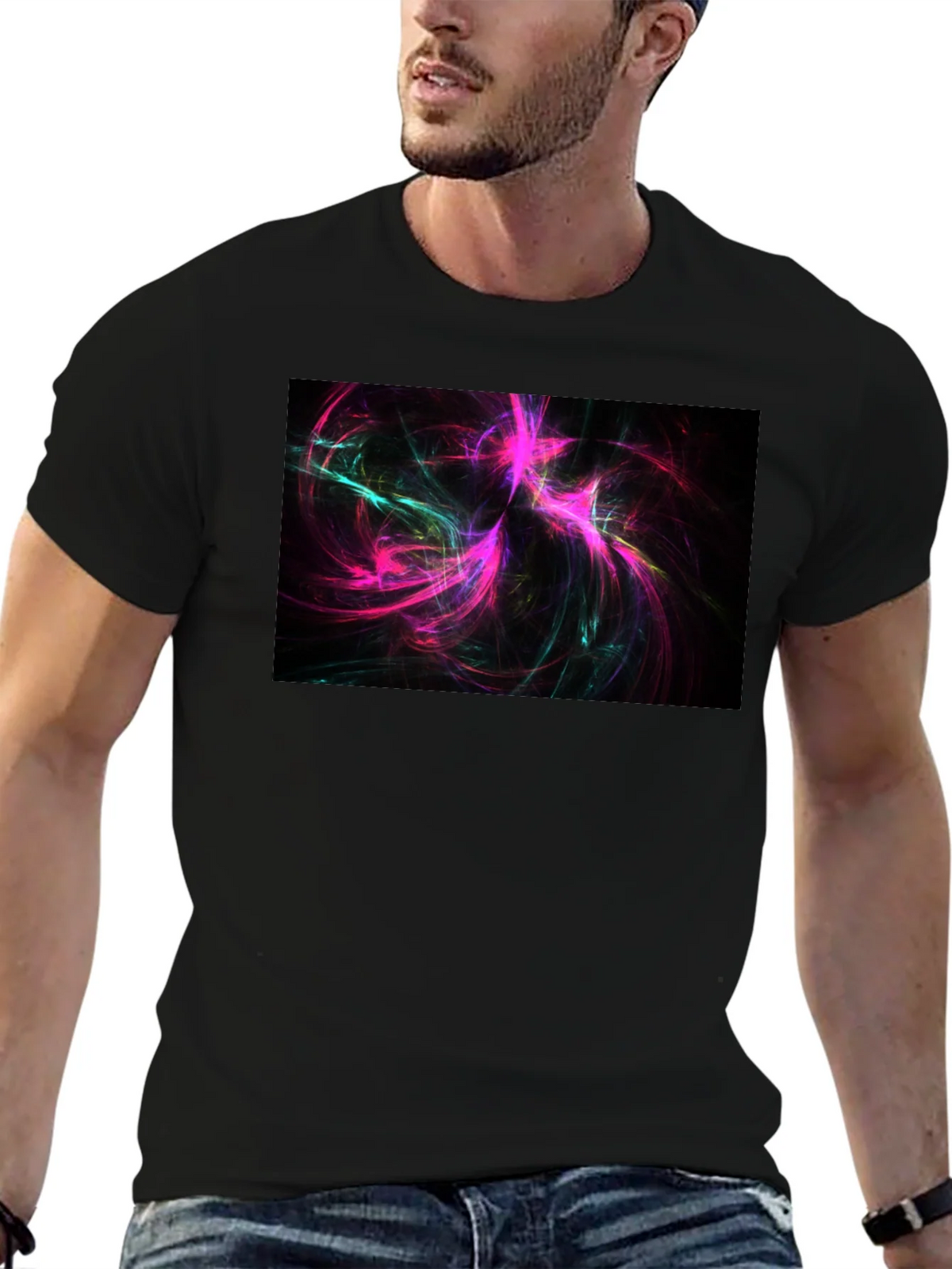 Abstract Swirls Black Tee - Vivid Graphic Print product image 3