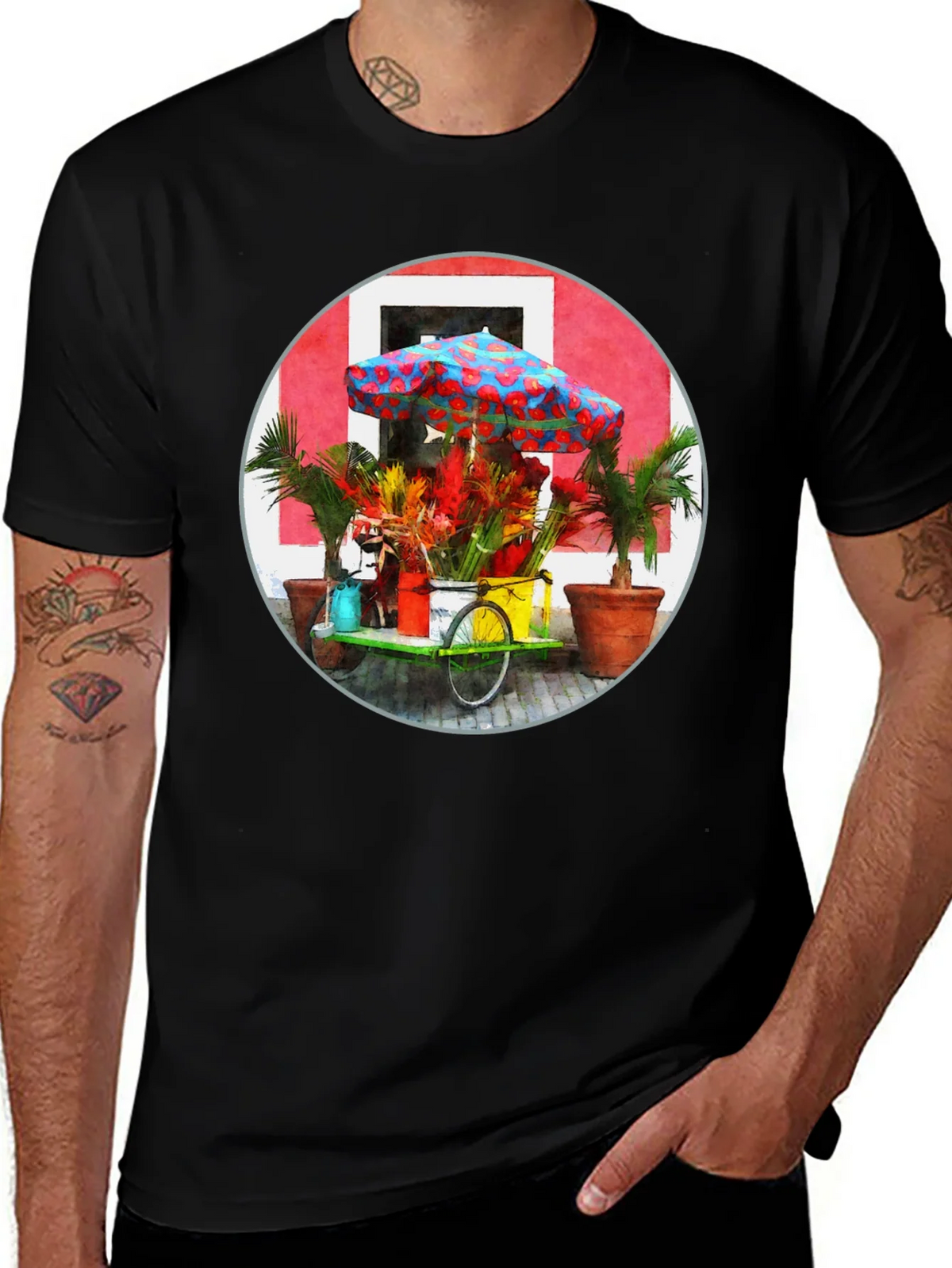 Tropical Flower Cart Graphic Tee product image 1