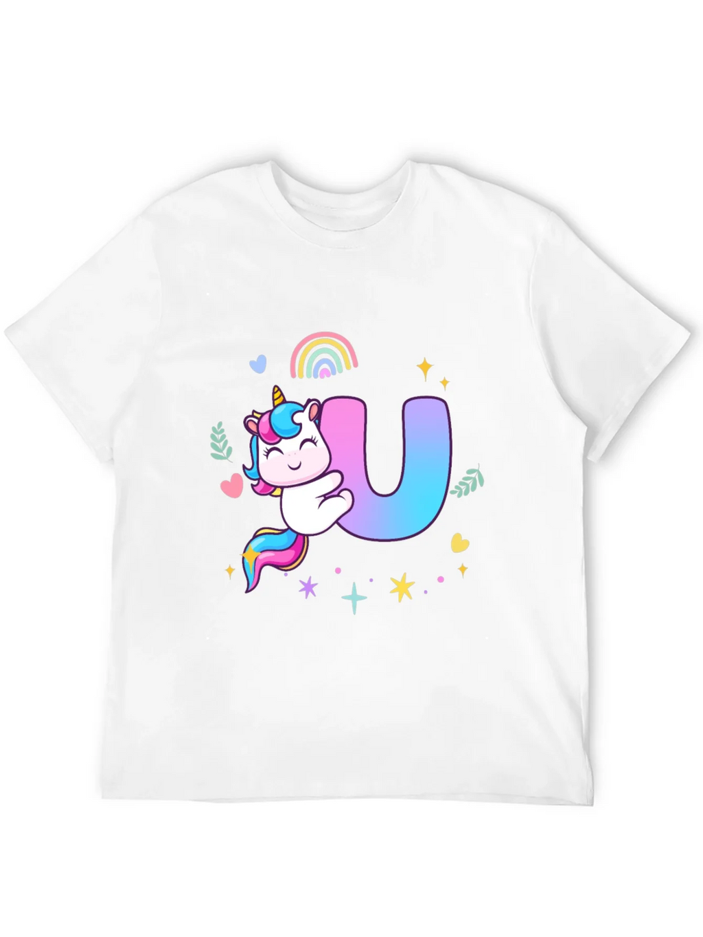 Unicorn U Initial Black T-Shirt product image 11