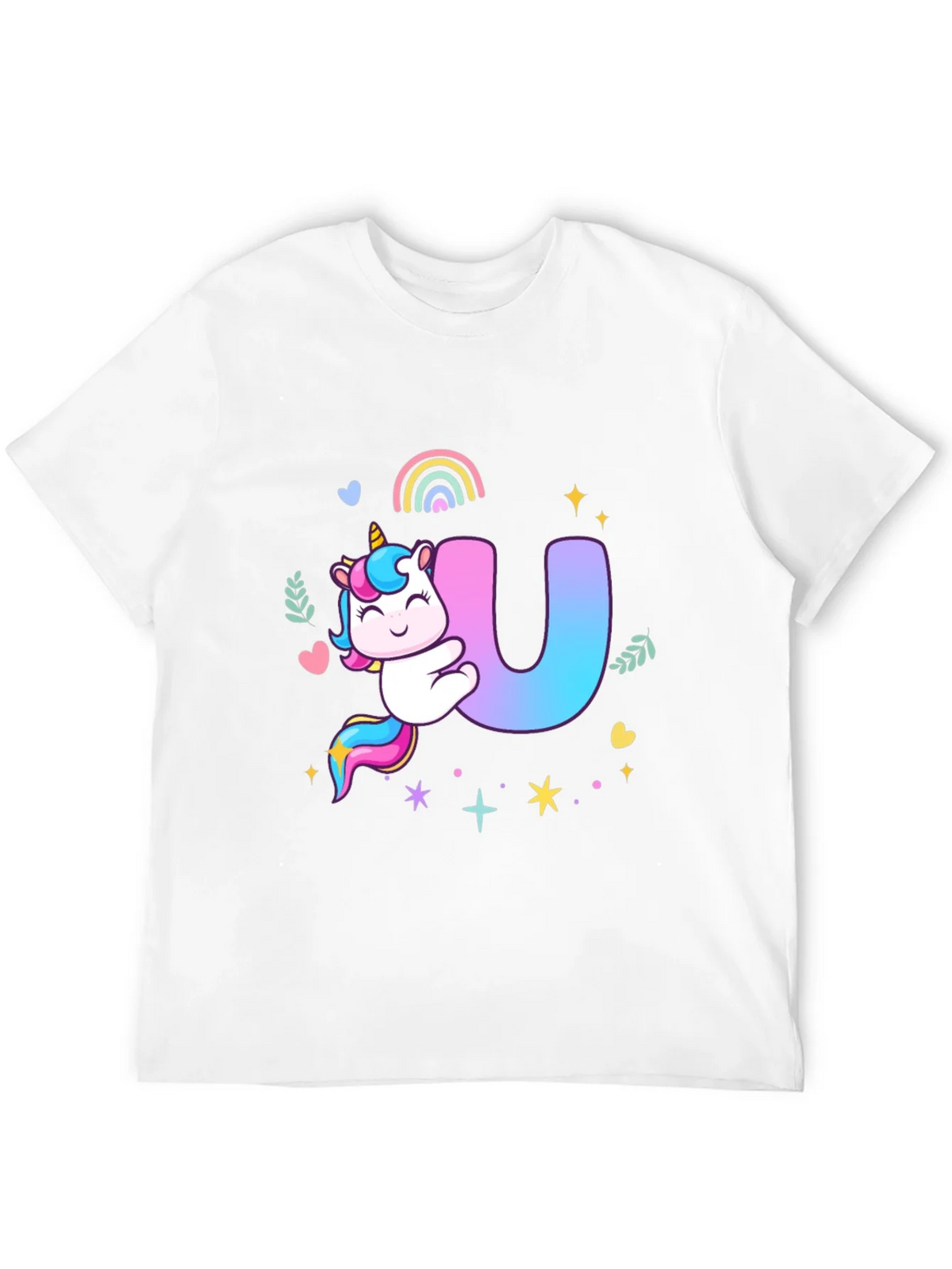 Unicorn U Initial Black T-Shirt product image 11