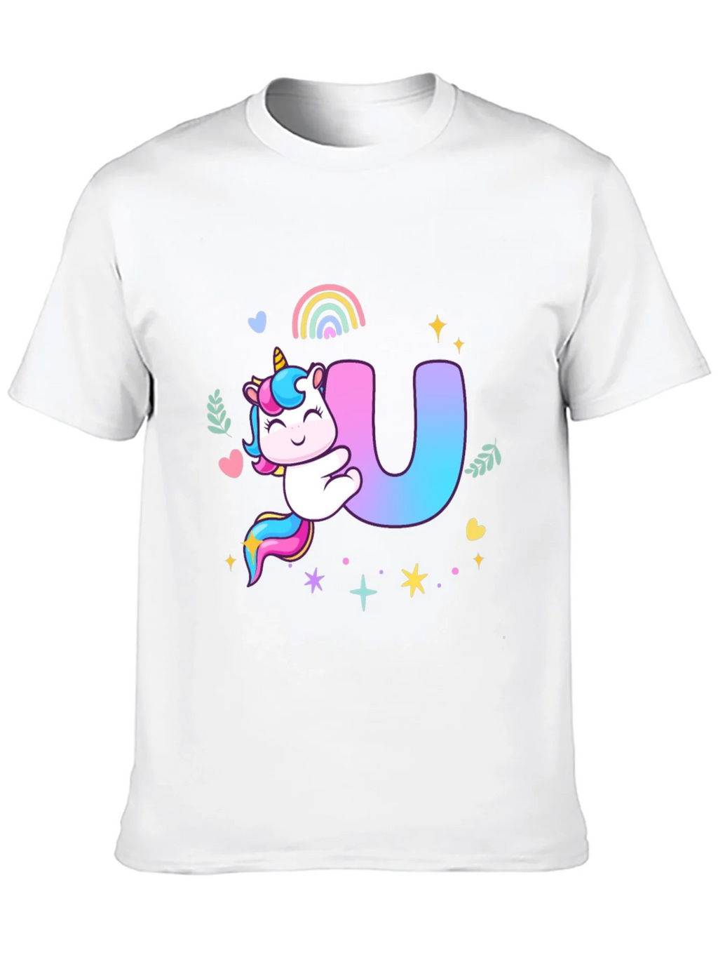 Unicorn U Initial Black T-Shirt product image 9