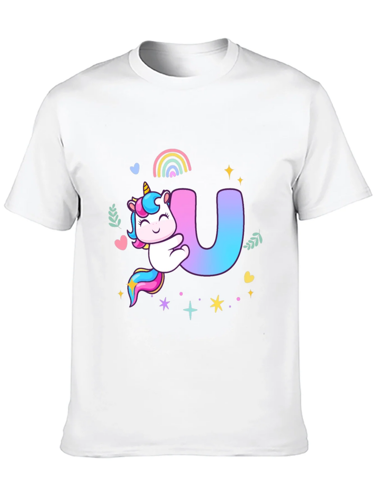 Unicorn U Initial Black T-Shirt product image 9