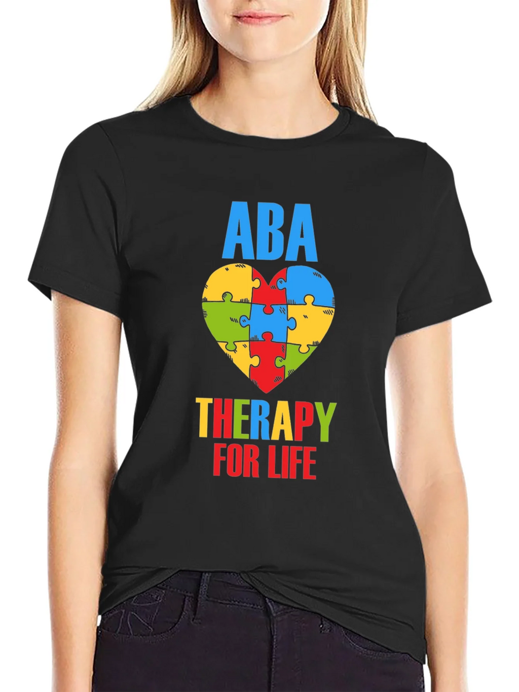 ABA Therapy for Life Puzzle Heart T-Shirt product image 2