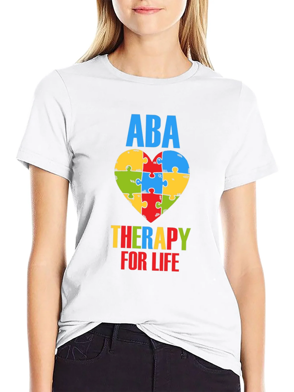 ABA Therapy for Life Puzzle Heart T-Shirt product image 7