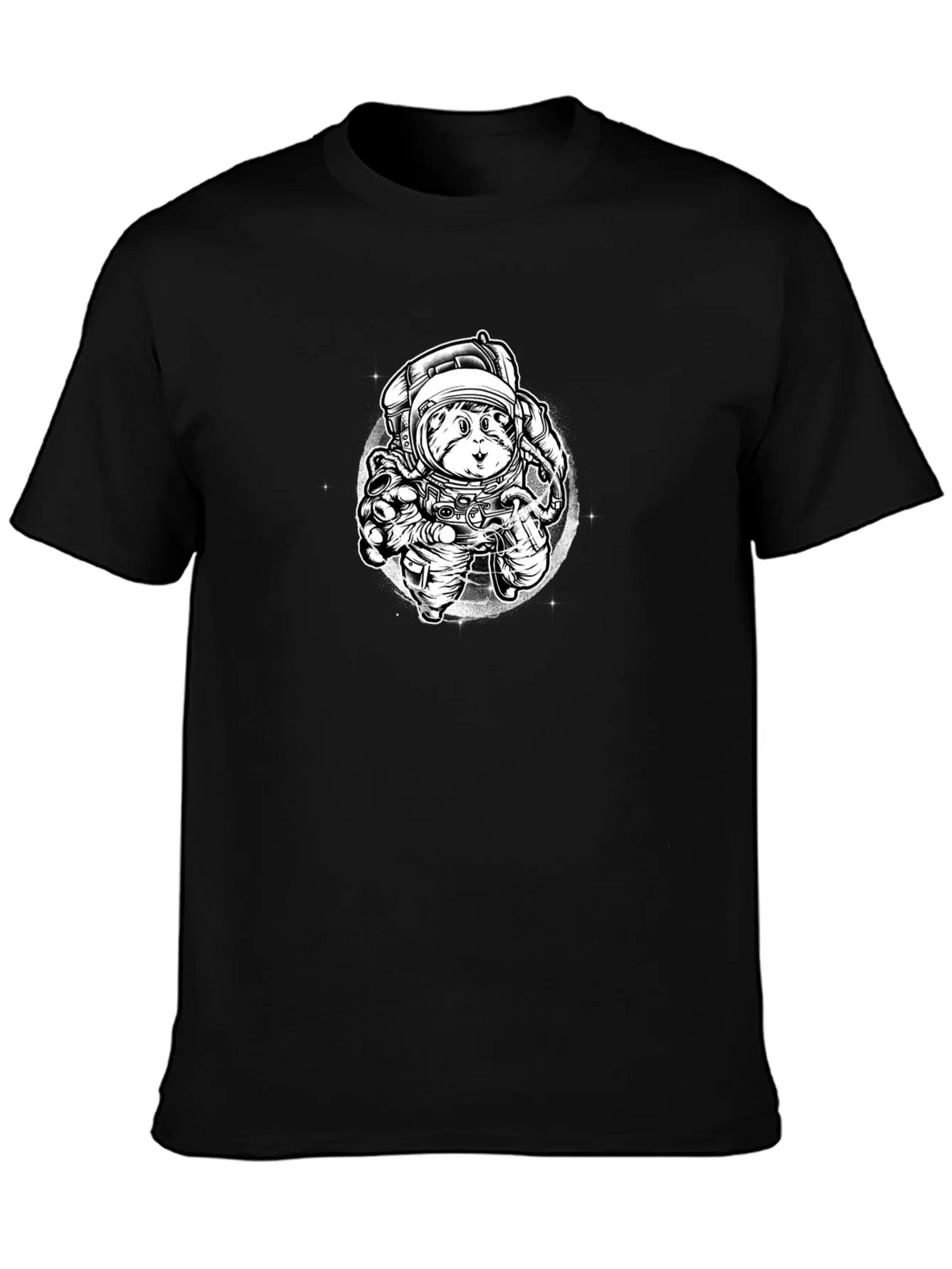 Astronaut Cat Graphic Tee - Black Cotton Blend product image 3