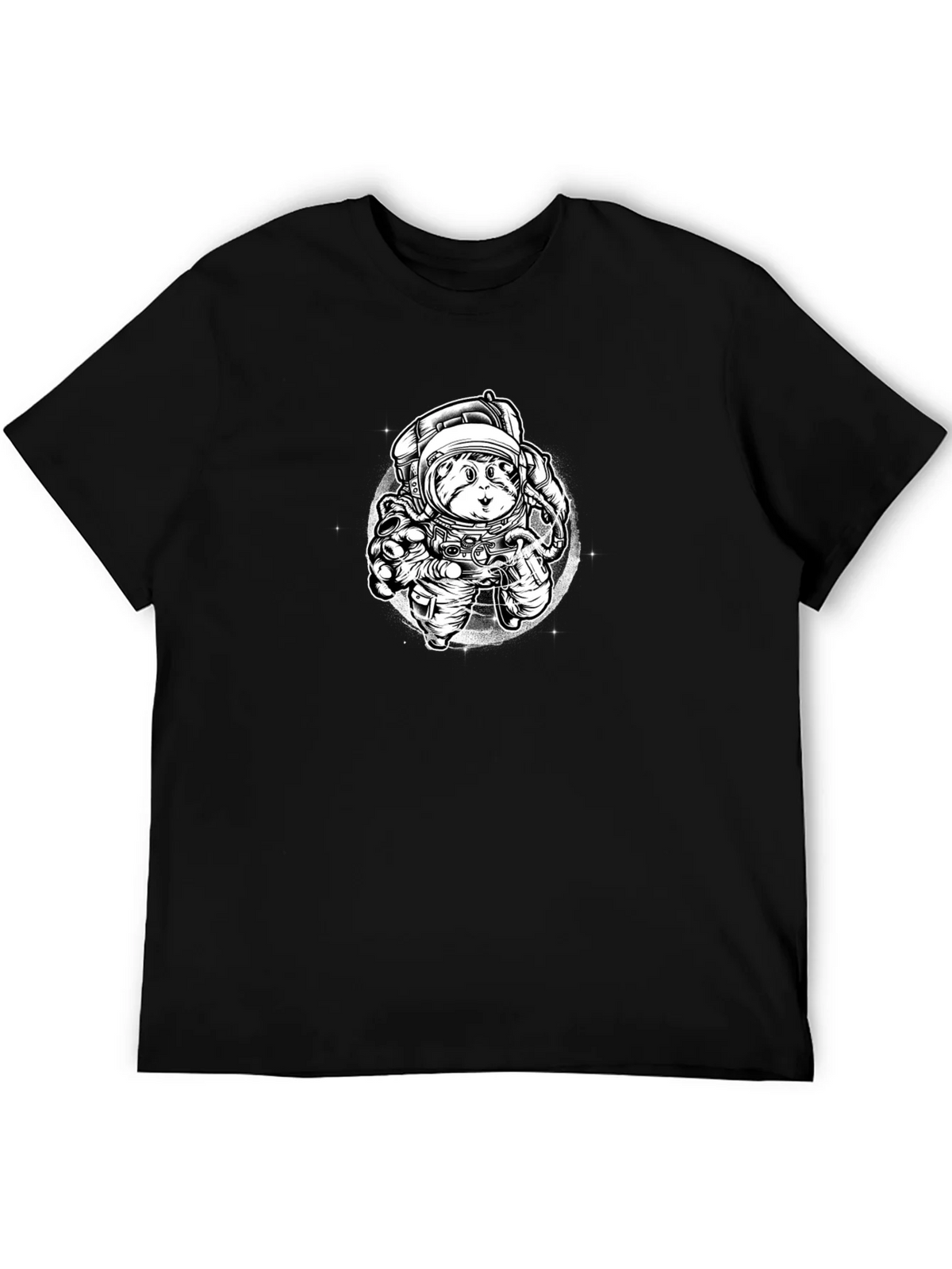 Astronaut Cat Graphic Tee - Black Cotton Blend product image 5