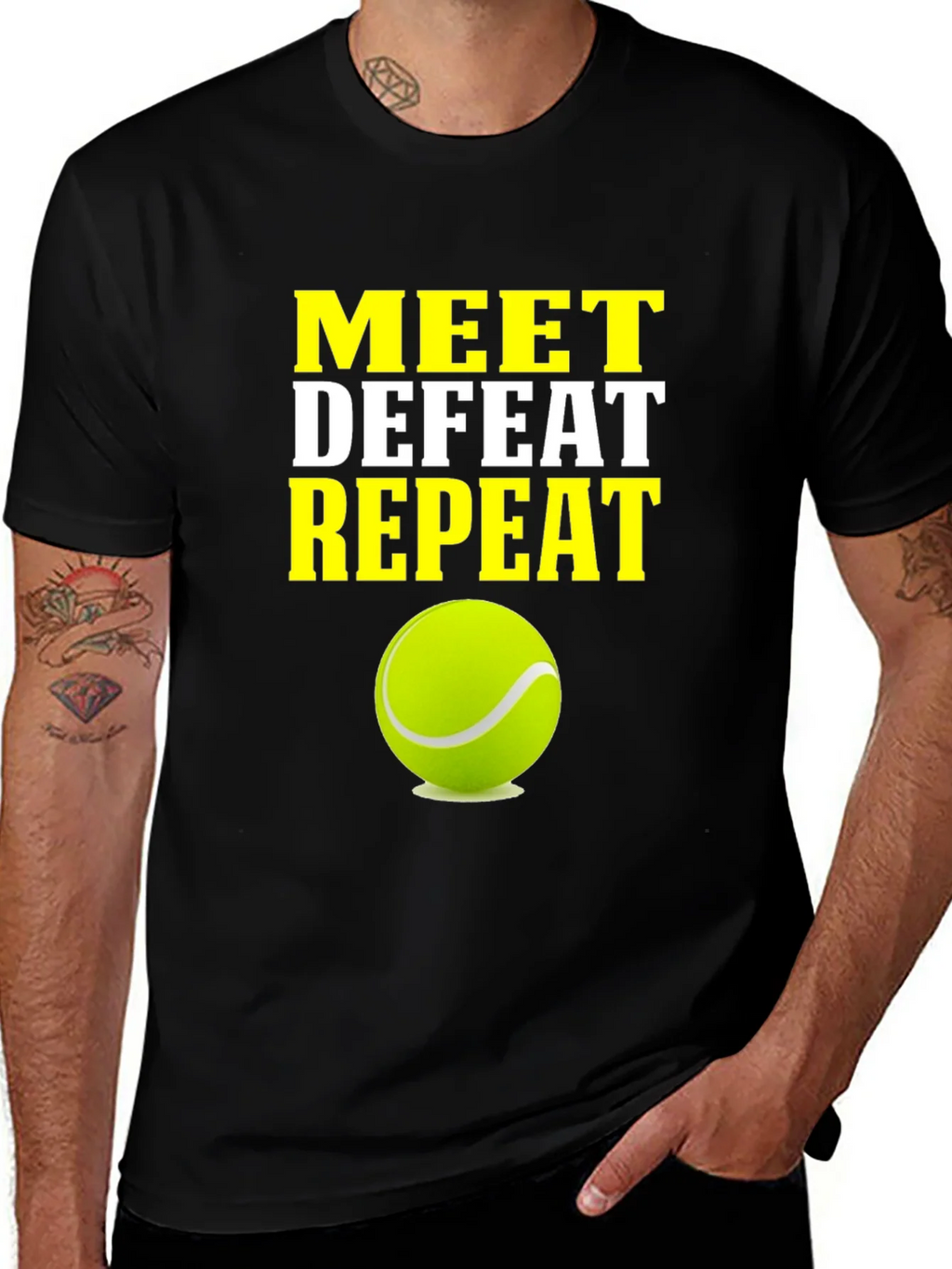 Meet Defeat Repeat Tennis T-Shirt product image 1