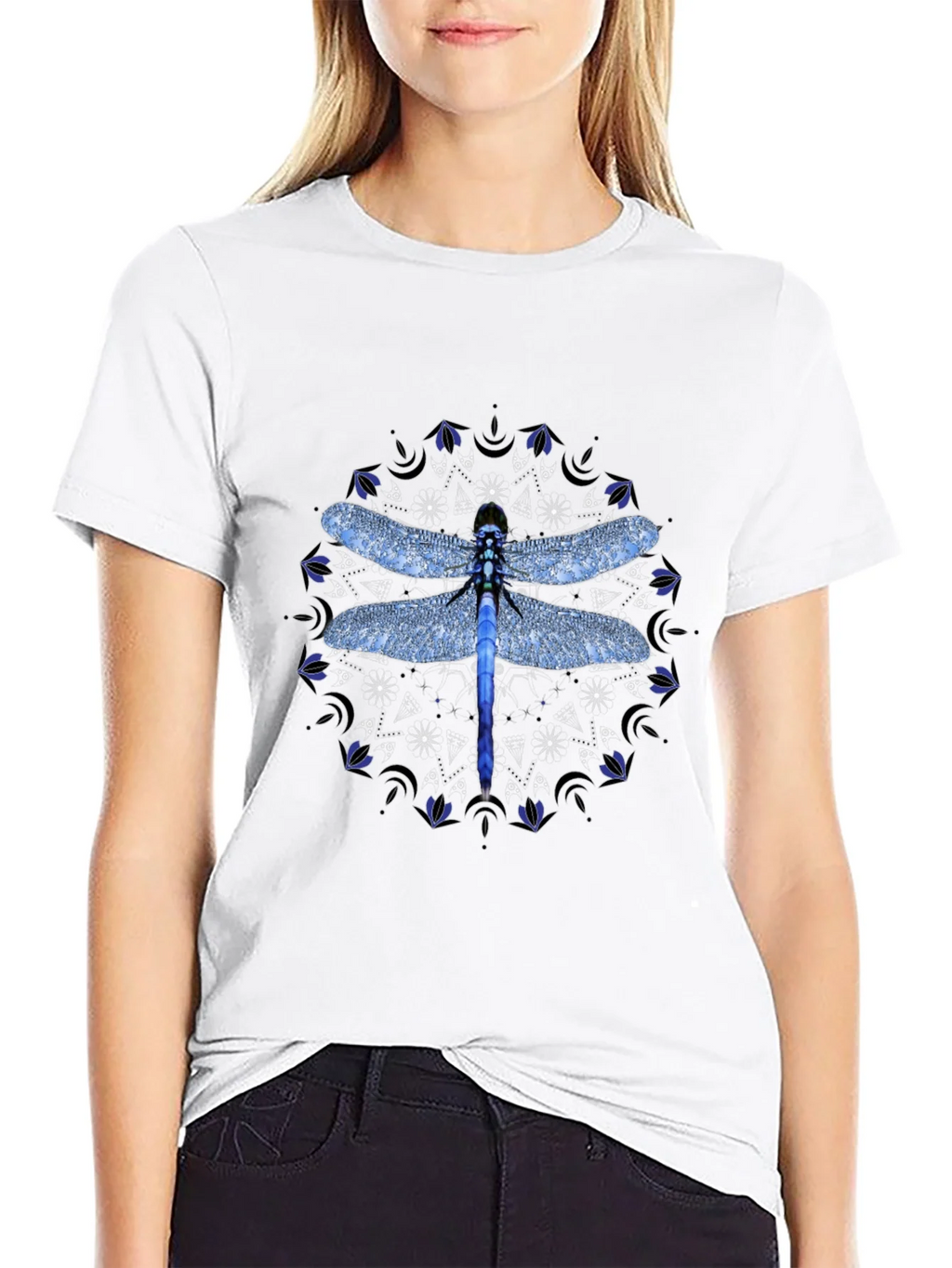 Dragonfly Mandala Graphic T-Shirt - Black product image 4