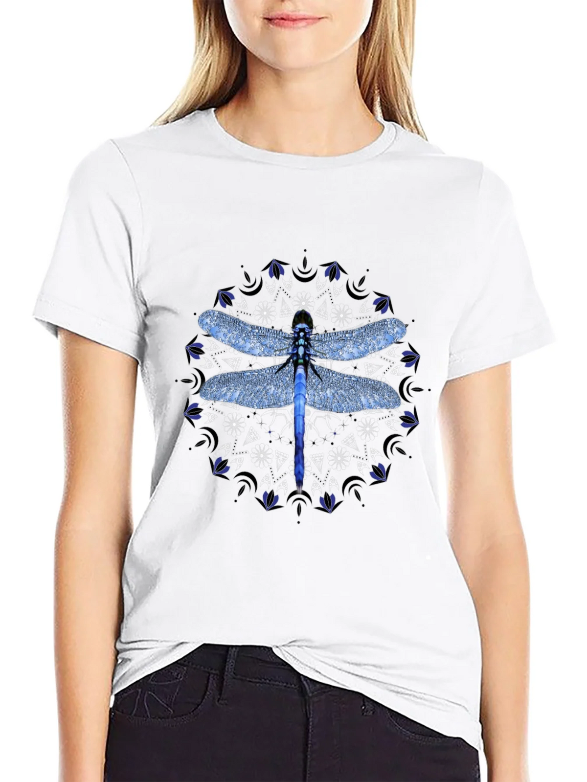 Dragonfly Mandala Graphic T-Shirt - Black product image 4