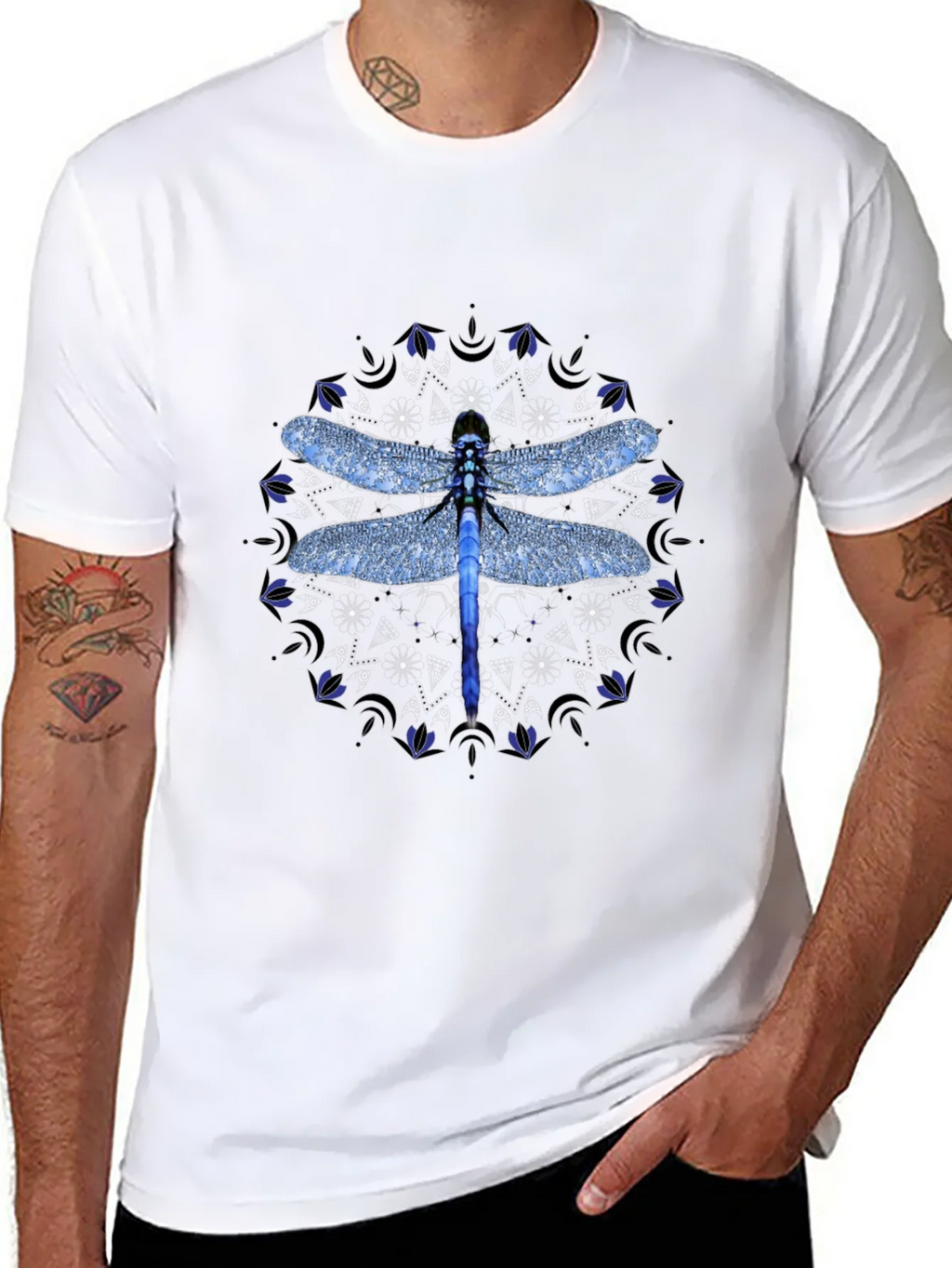 Dragonfly Mandala Graphic T-Shirt - Black product image 3