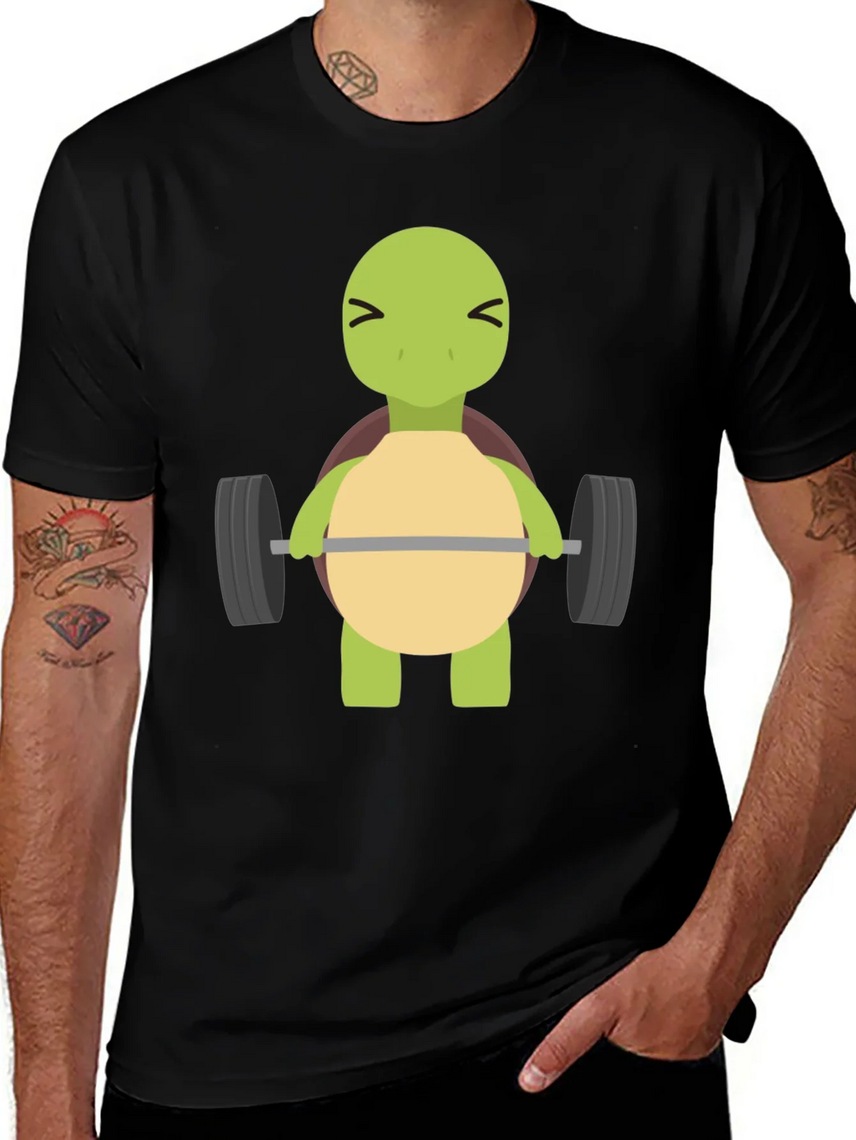 Turtle Lifting Weights T-Shirt - Funny Gym Tee product image 1