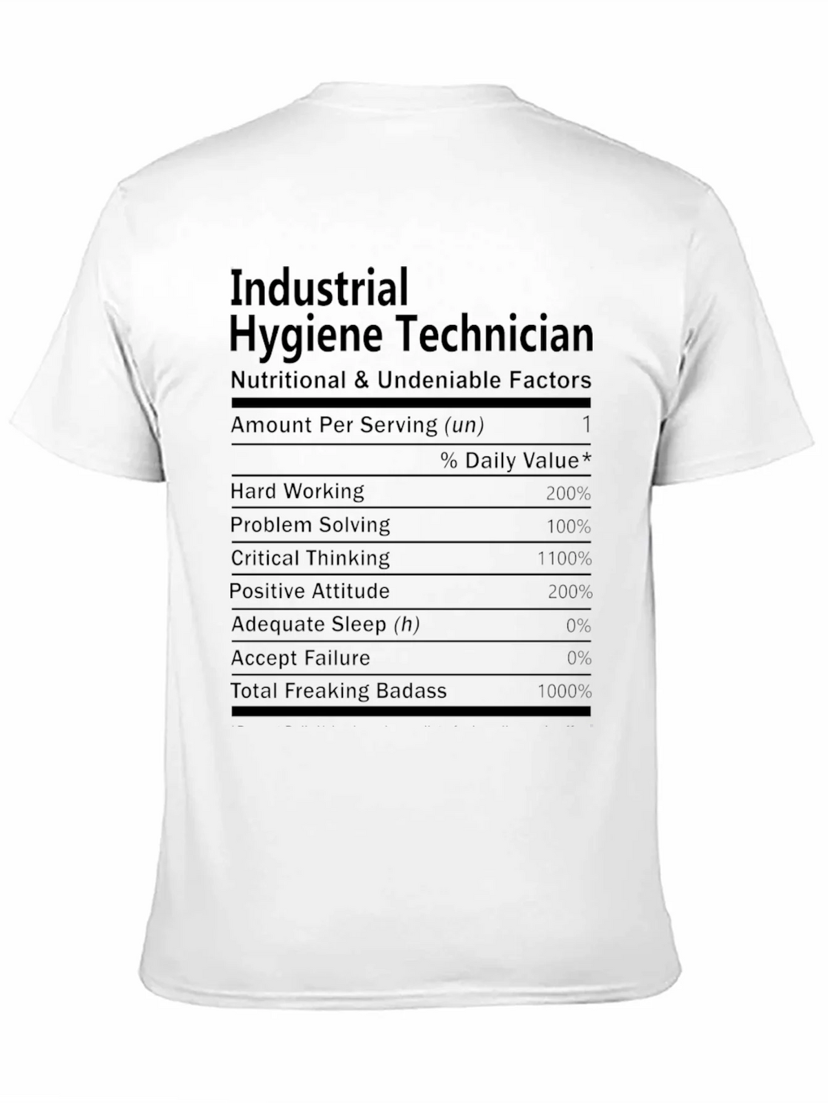 Industrial Hygiene Technician Nutrition Facts T-Shirt product image 10