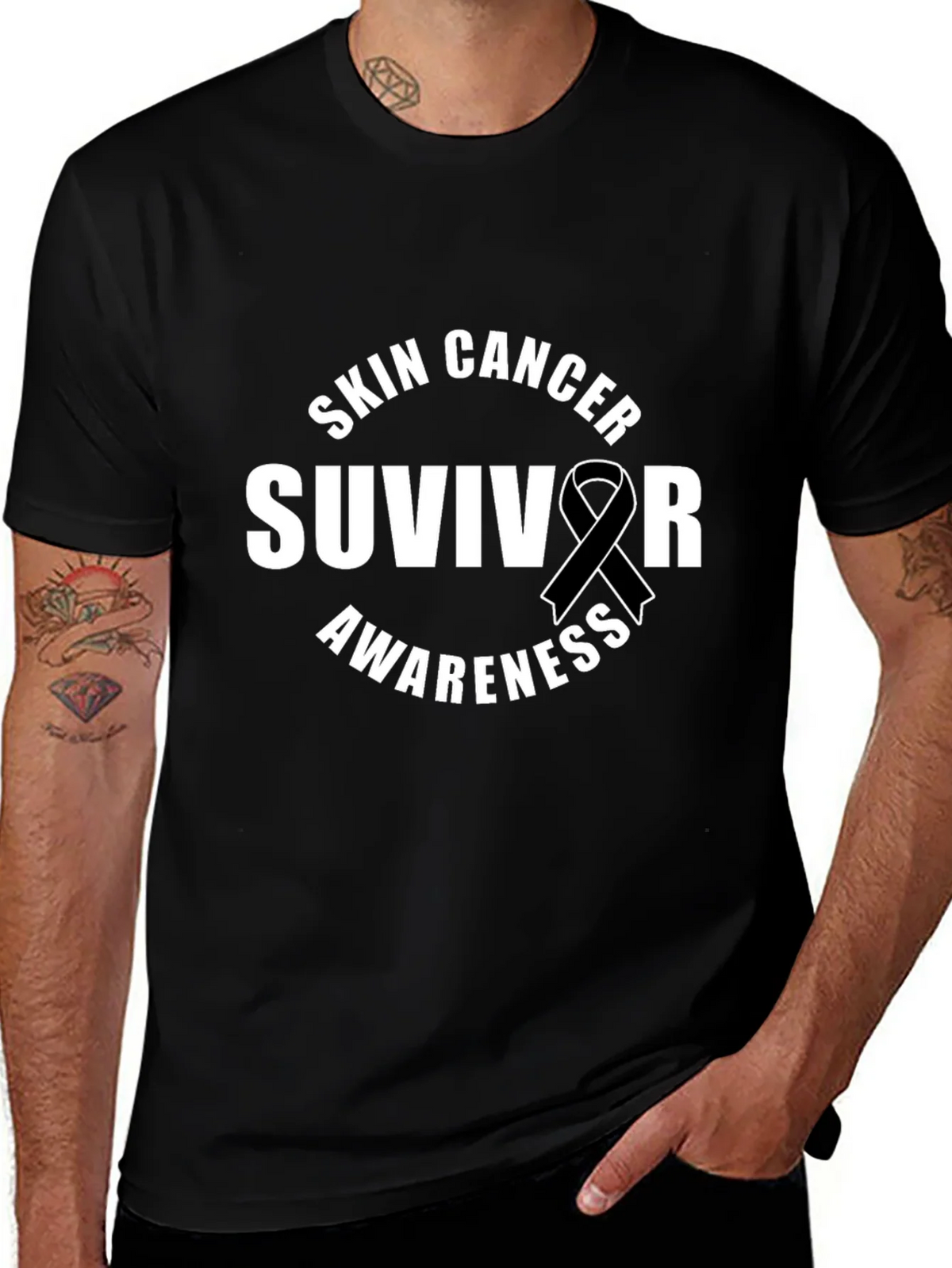 Skin Cancer Survivor Awareness Ribbon T-Shirt product image 1
