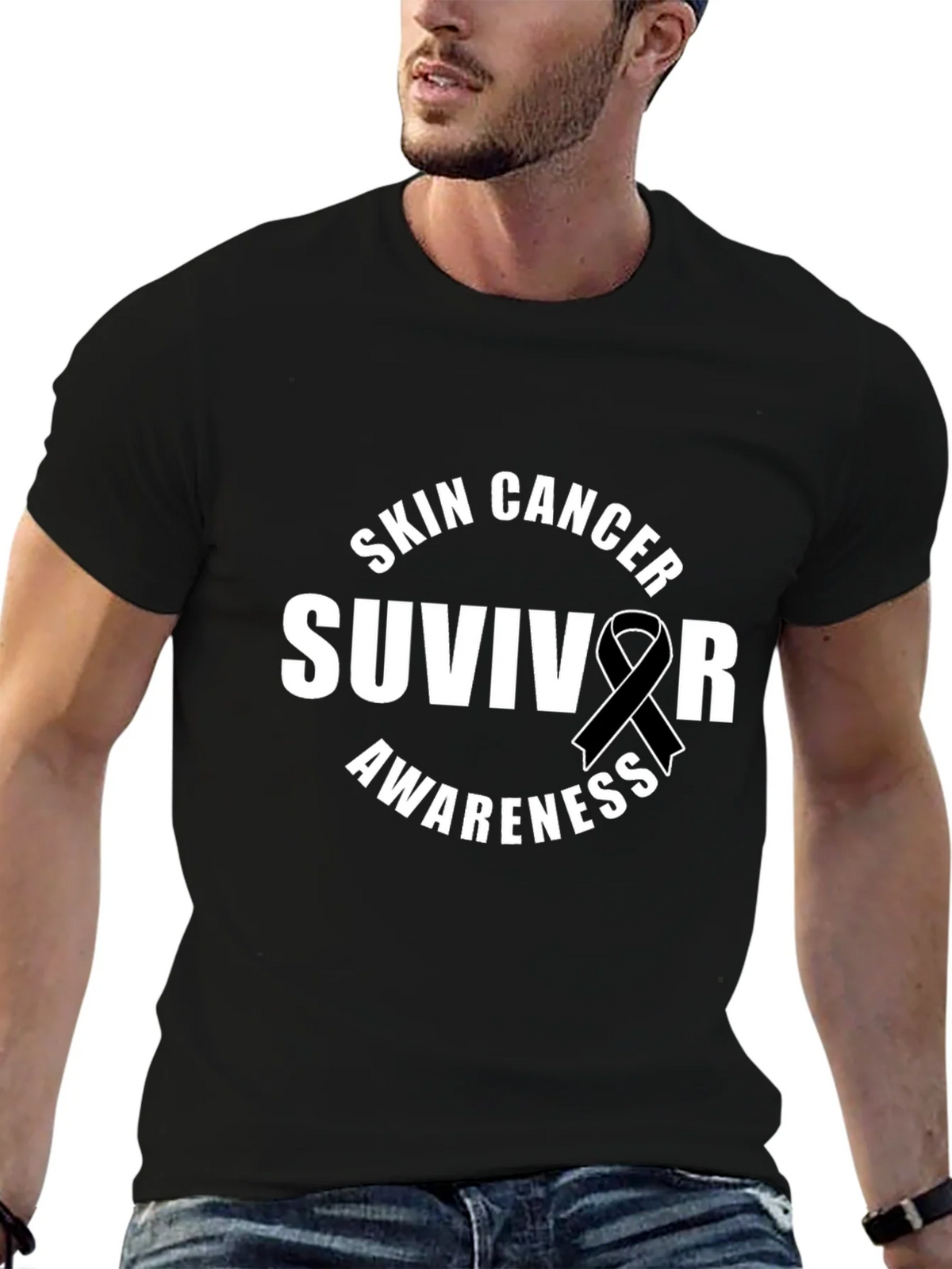 Skin Cancer Survivor Awareness Ribbon T-Shirt product image 5