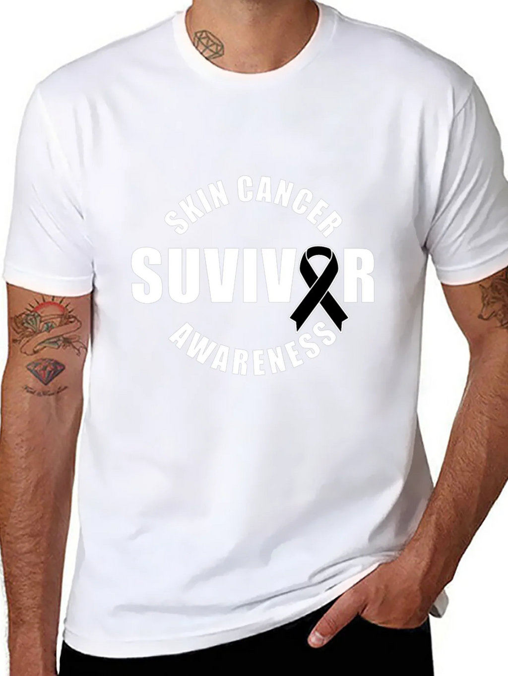 Skin Cancer Survivor Awareness Ribbon T-Shirt product image 6