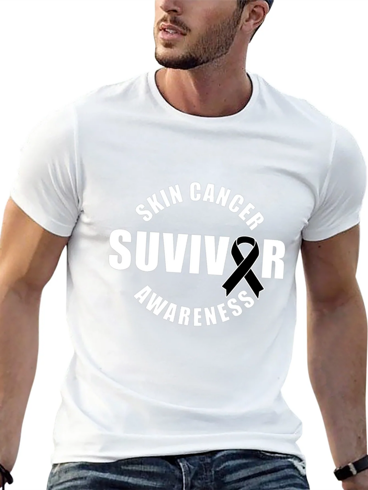 Skin Cancer Survivor Awareness Ribbon T-Shirt product image 11