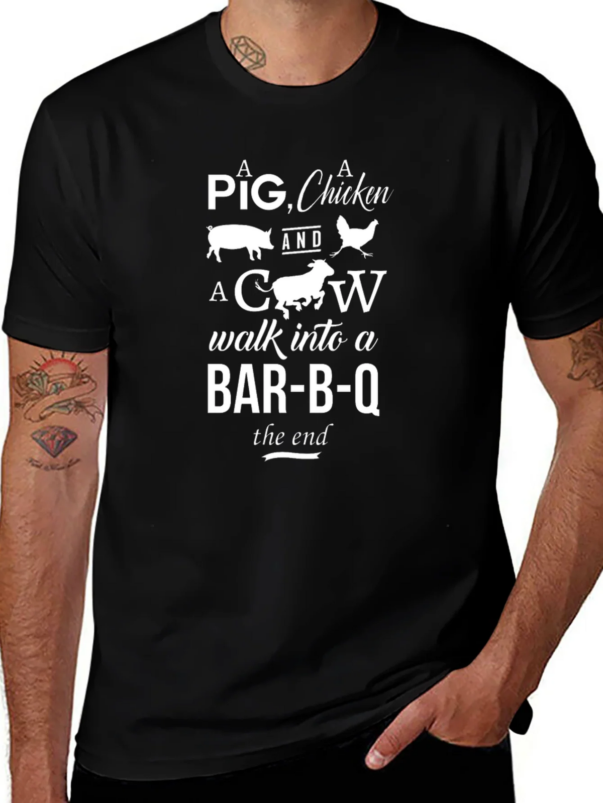 Pig Chicken Cow BBQ T-Shirt Funny Grill Humor product image 1
