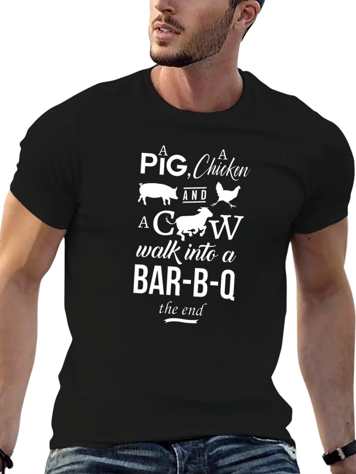 Pig Chicken Cow BBQ T-Shirt Funny Grill Humor product image 6