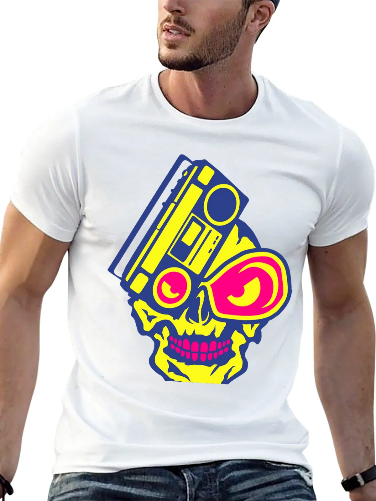 Skull Boombox Graphic Tee - Retro Music Style product image 12