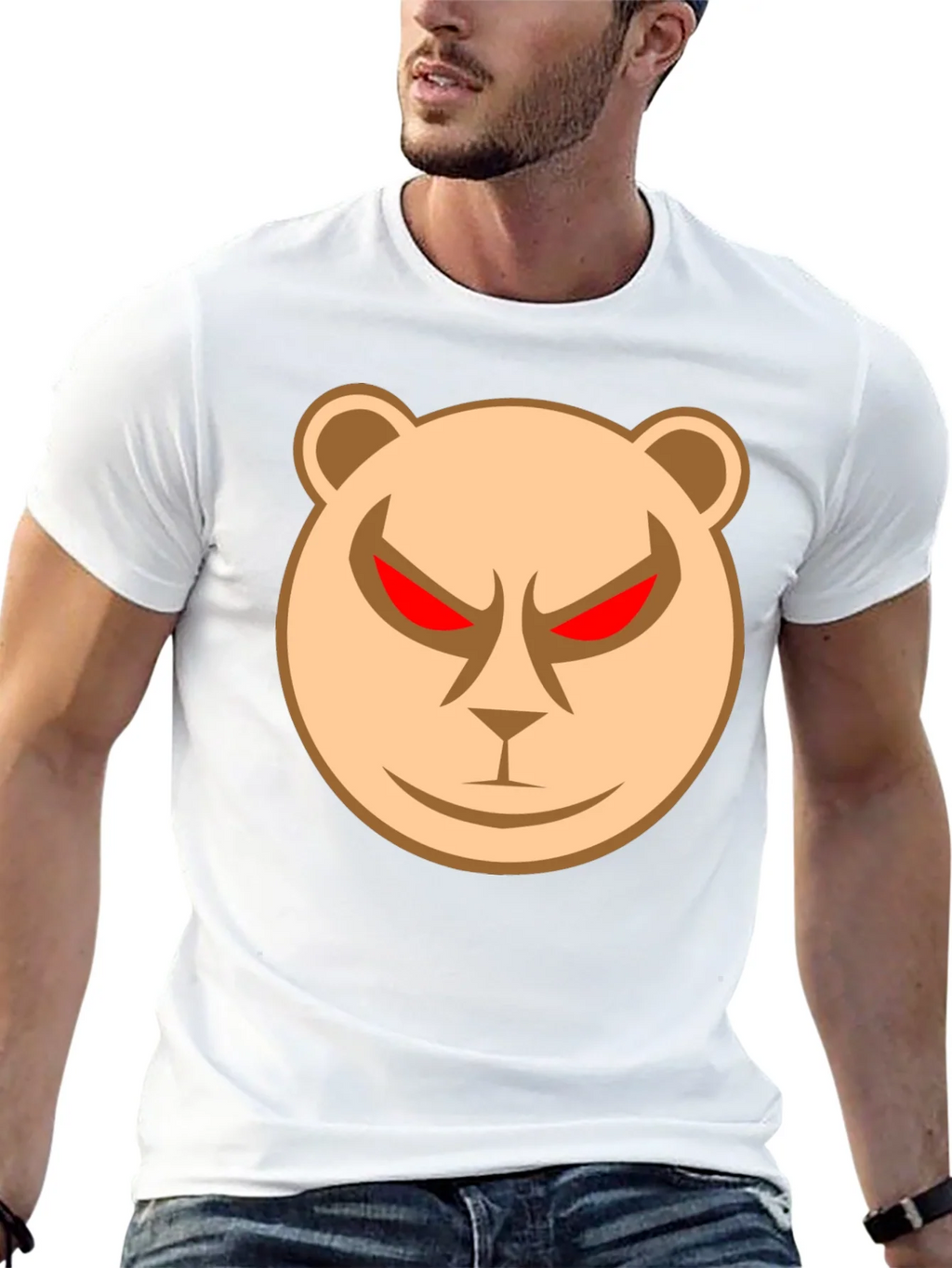 Mens Black T-Shirt with Angry Bear Graphic product image 7