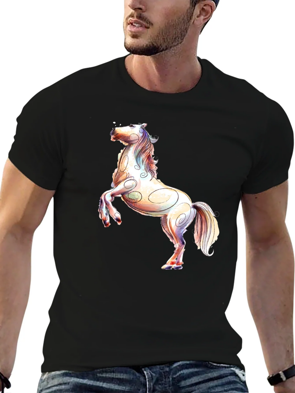 Horse Graphic Black T-Shirt product image 6