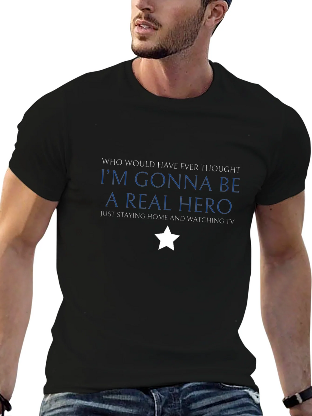 Hero at Home Black T-Shirt: Stay Watch TV product image 6