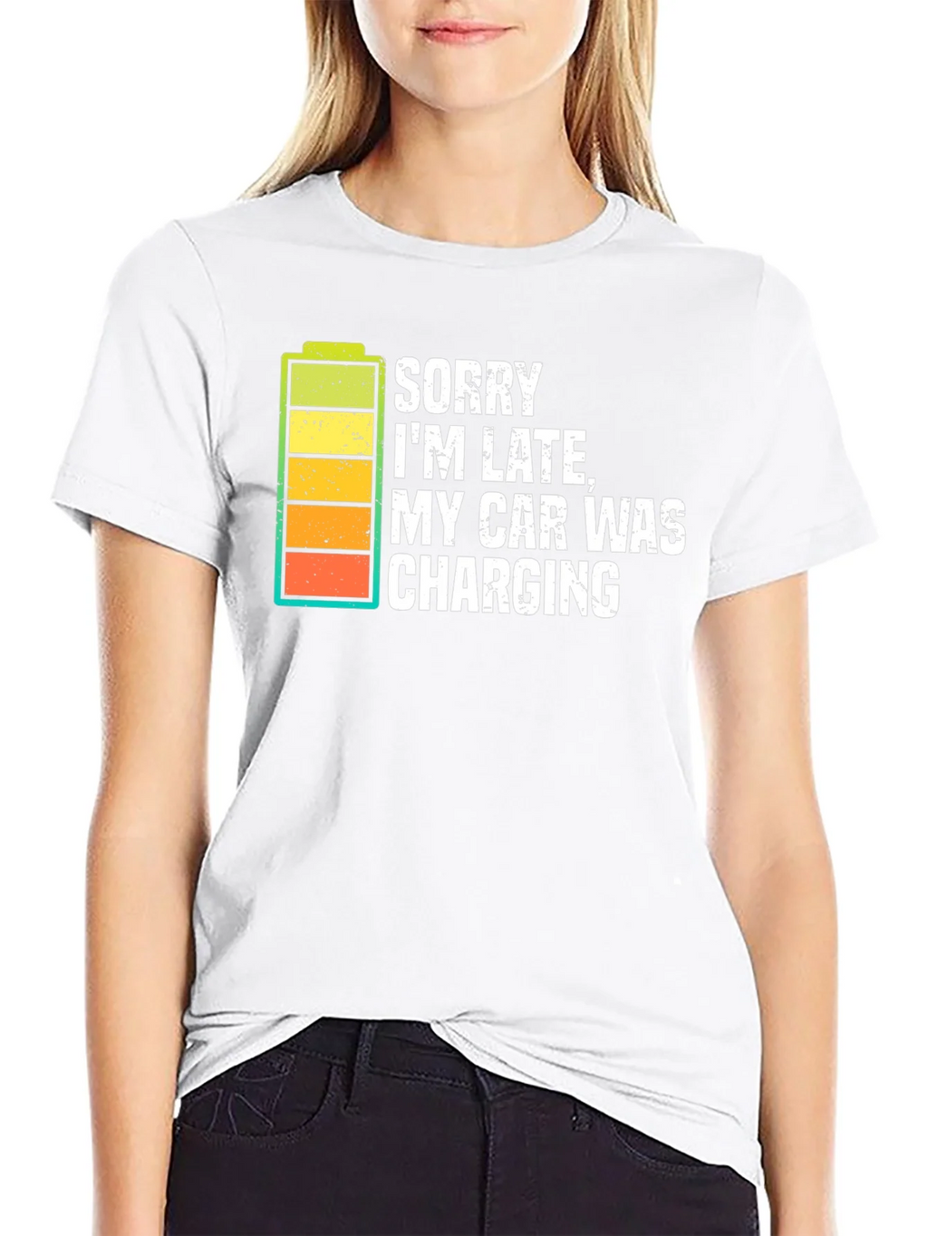 Sorry Im Late Electric Car Charging Graphic Tee product image 8