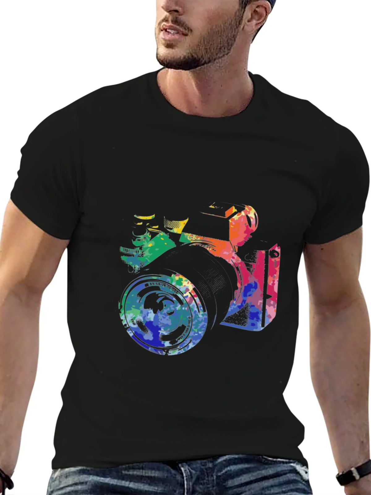 Retro Camera Graphic Tee - Artsy Black T-Shirt product image 6
