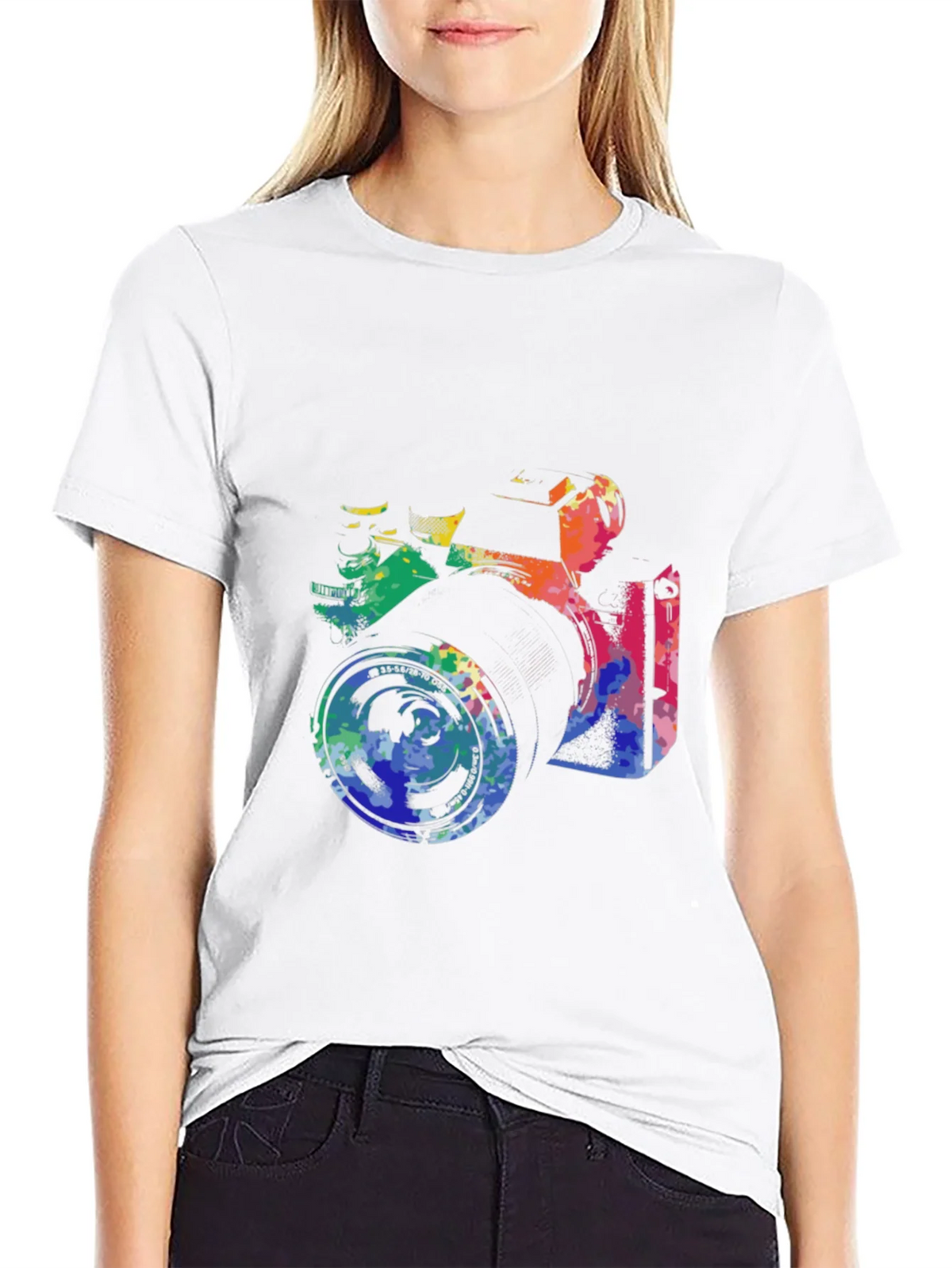 Retro Camera Graphic Tee - Artsy Black T-Shirt product image 8