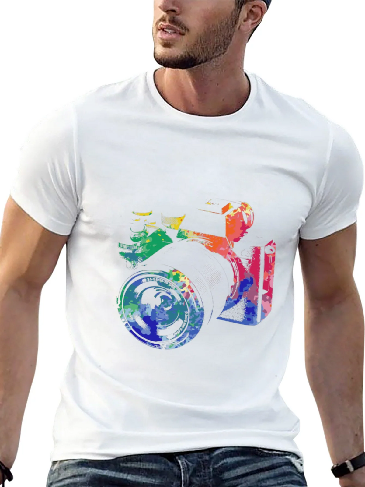 Retro Camera Graphic Tee - Artsy Black T-Shirt product image 12