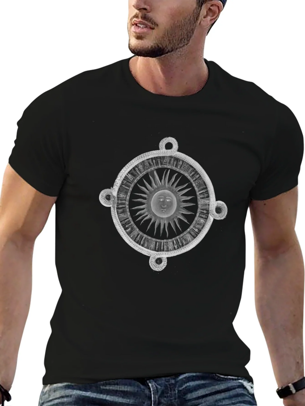 Celestial Sun Serpent Graphic Tee - Black product image 6