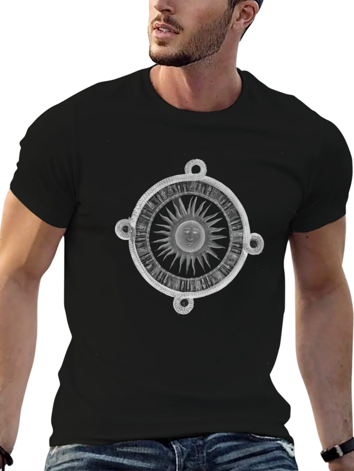 Celestial Sun Serpent Graphic Tee - Black product image 6