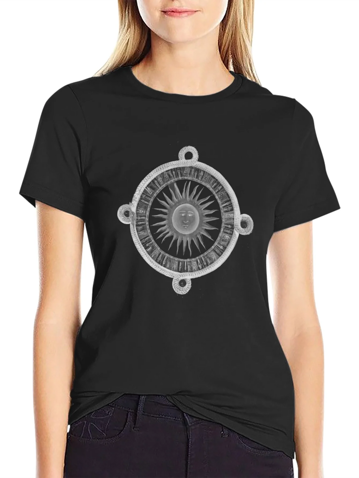Celestial Sun Serpent Graphic Tee - Black product image 2