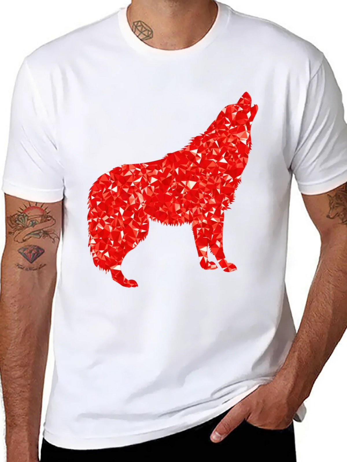 Geometric Wolf Graphic Tee - Black product image 7