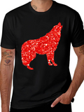 Geometric Wolf Graphic Tee - Black product image 1
