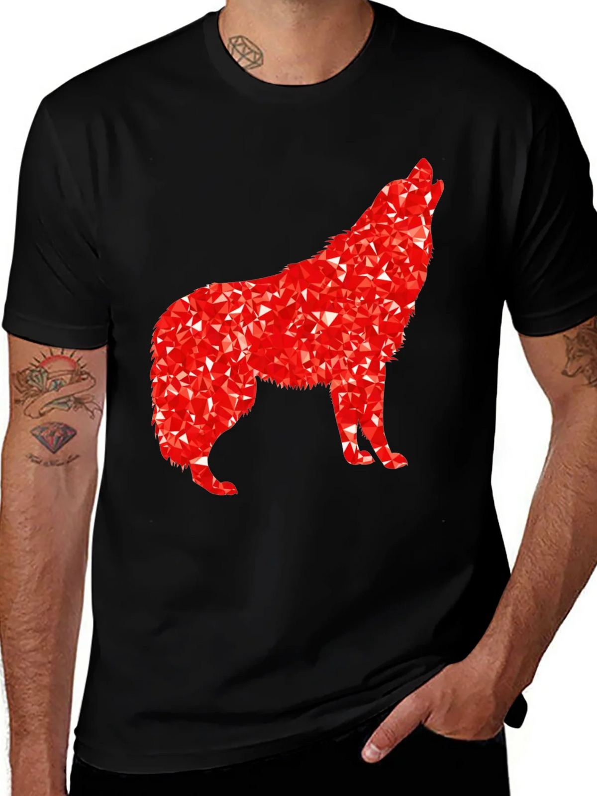 Geometric Wolf Graphic Tee - Black product image 1