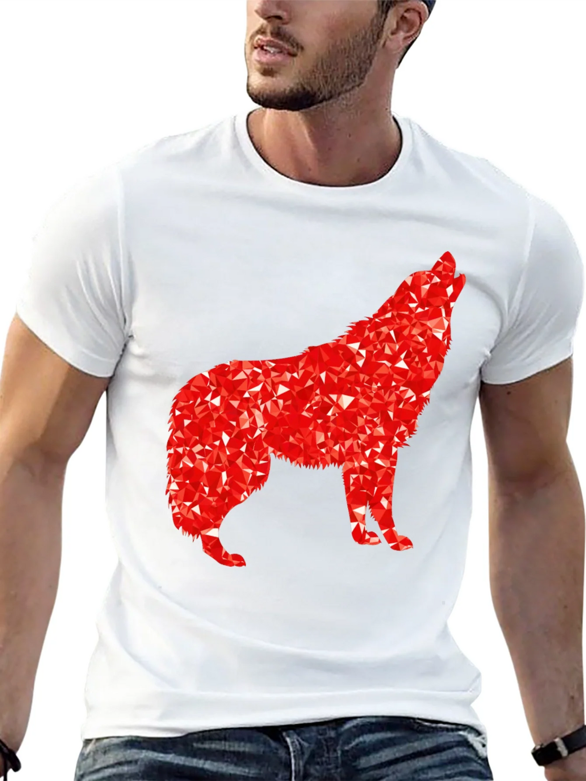 Geometric Wolf Graphic Tee - Black product image 12