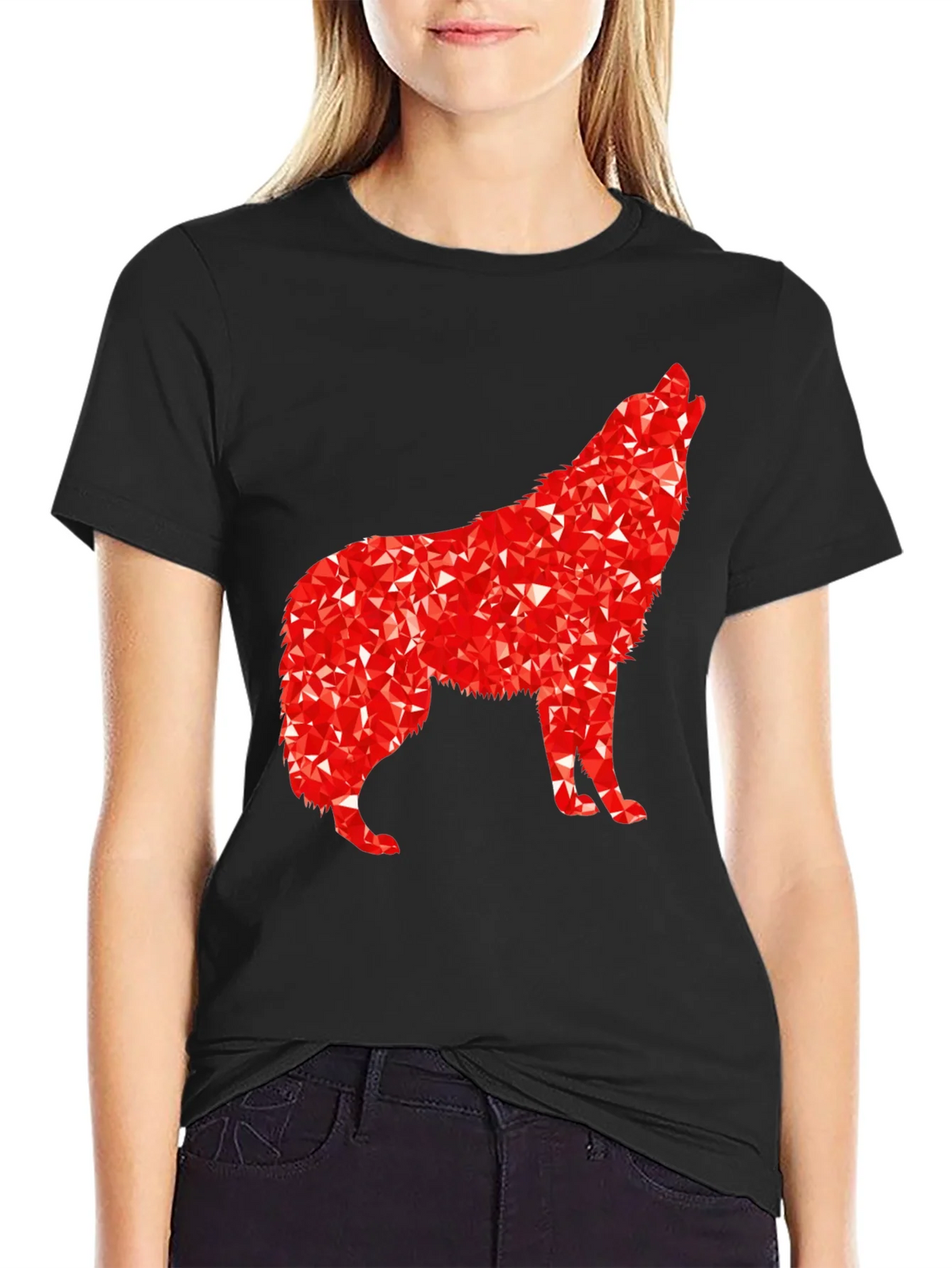 Geometric Wolf Graphic Tee - Black product image 2
