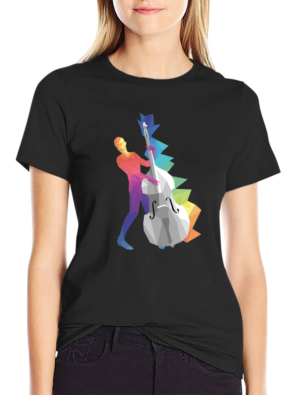 Musical T-Shirt: Geometric Bass Player Design product image 2