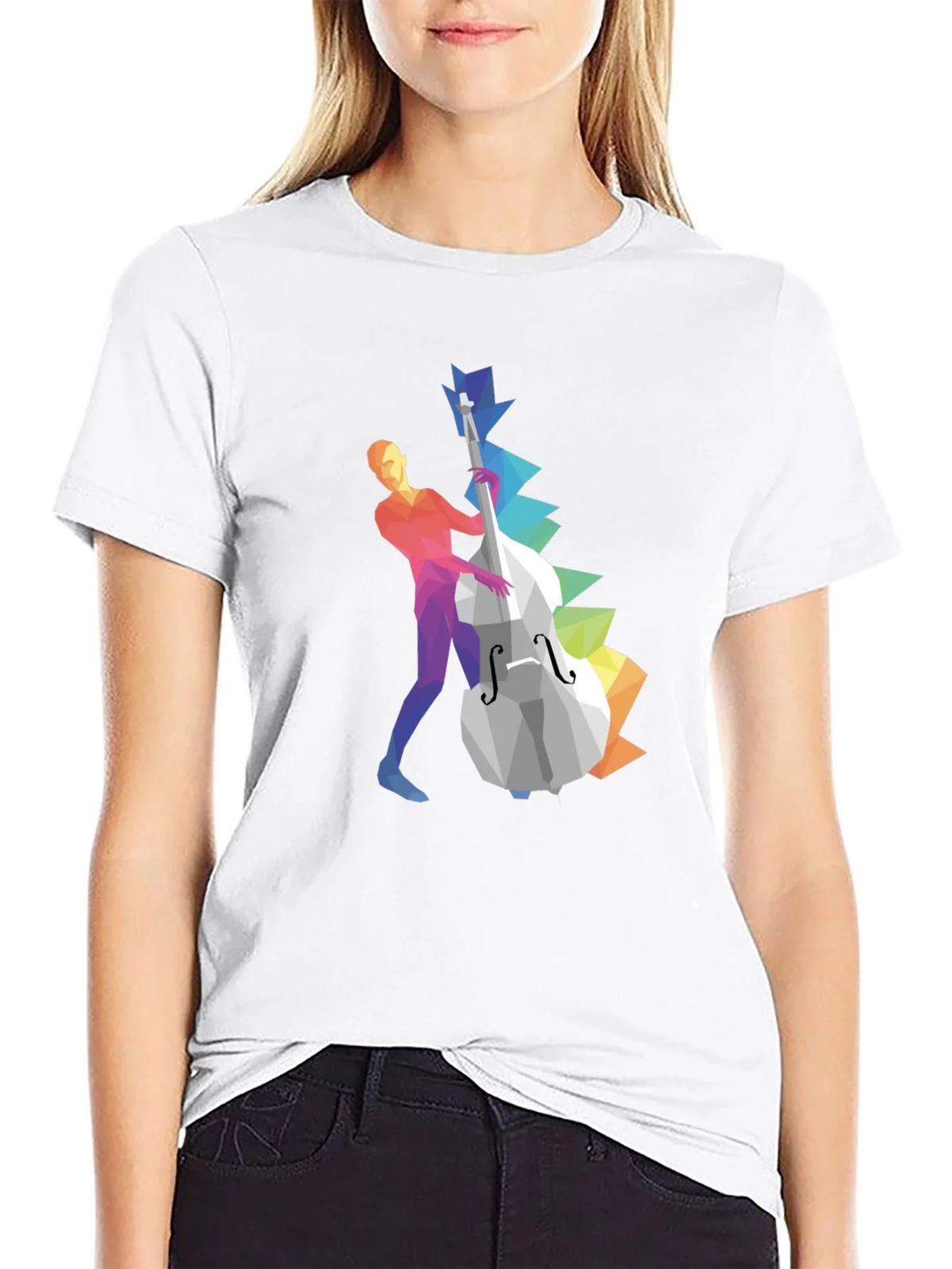 Musical T-Shirt: Geometric Bass Player Design product image 8