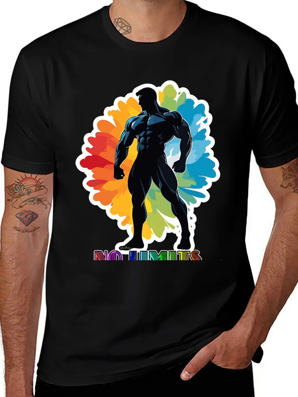 No Limits Graphic Tee: Black Muscle Man Design product image 1
