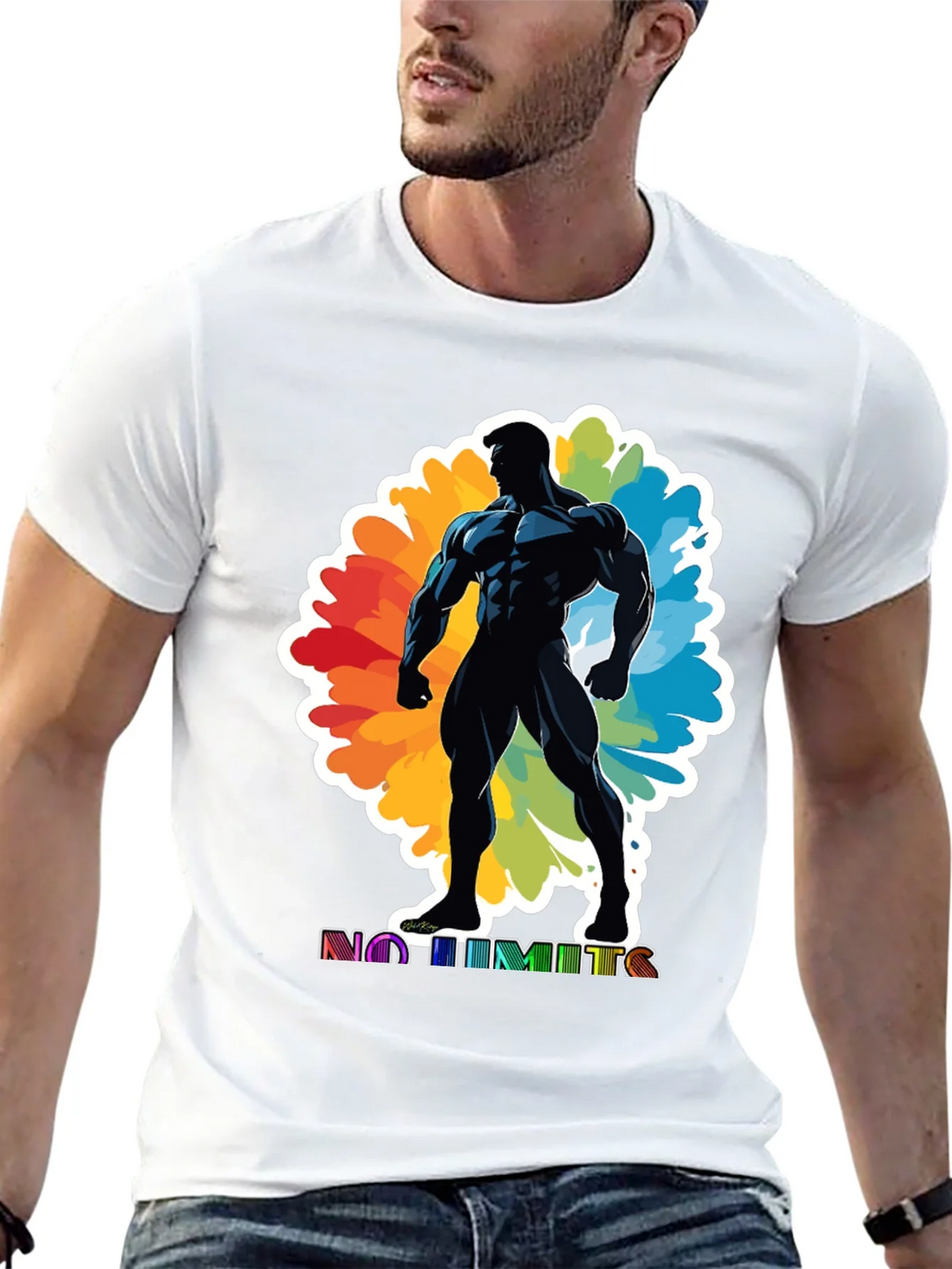 No Limits Graphic Tee: Black Muscle Man Design product image 12