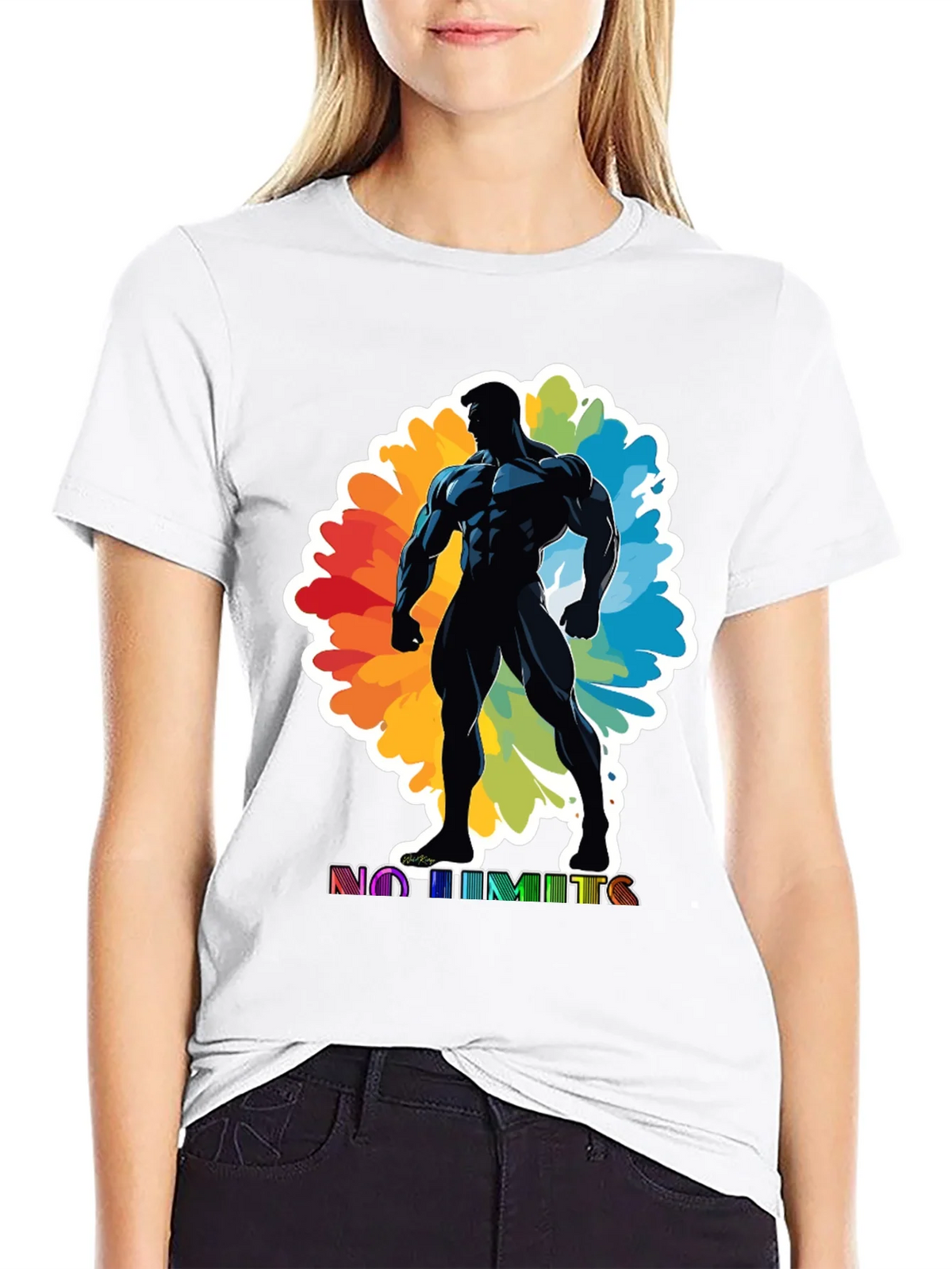 No Limits Graphic Tee: Black Muscle Man Design product image 8