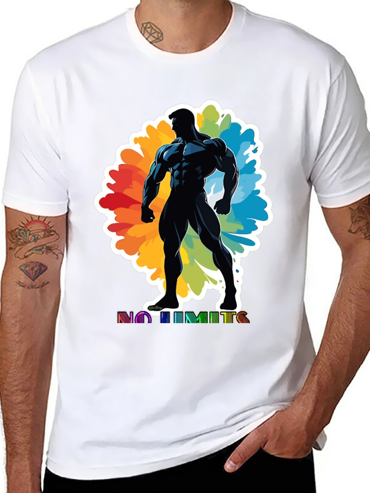 No Limits Graphic Tee: Black Muscle Man Design product image 7
