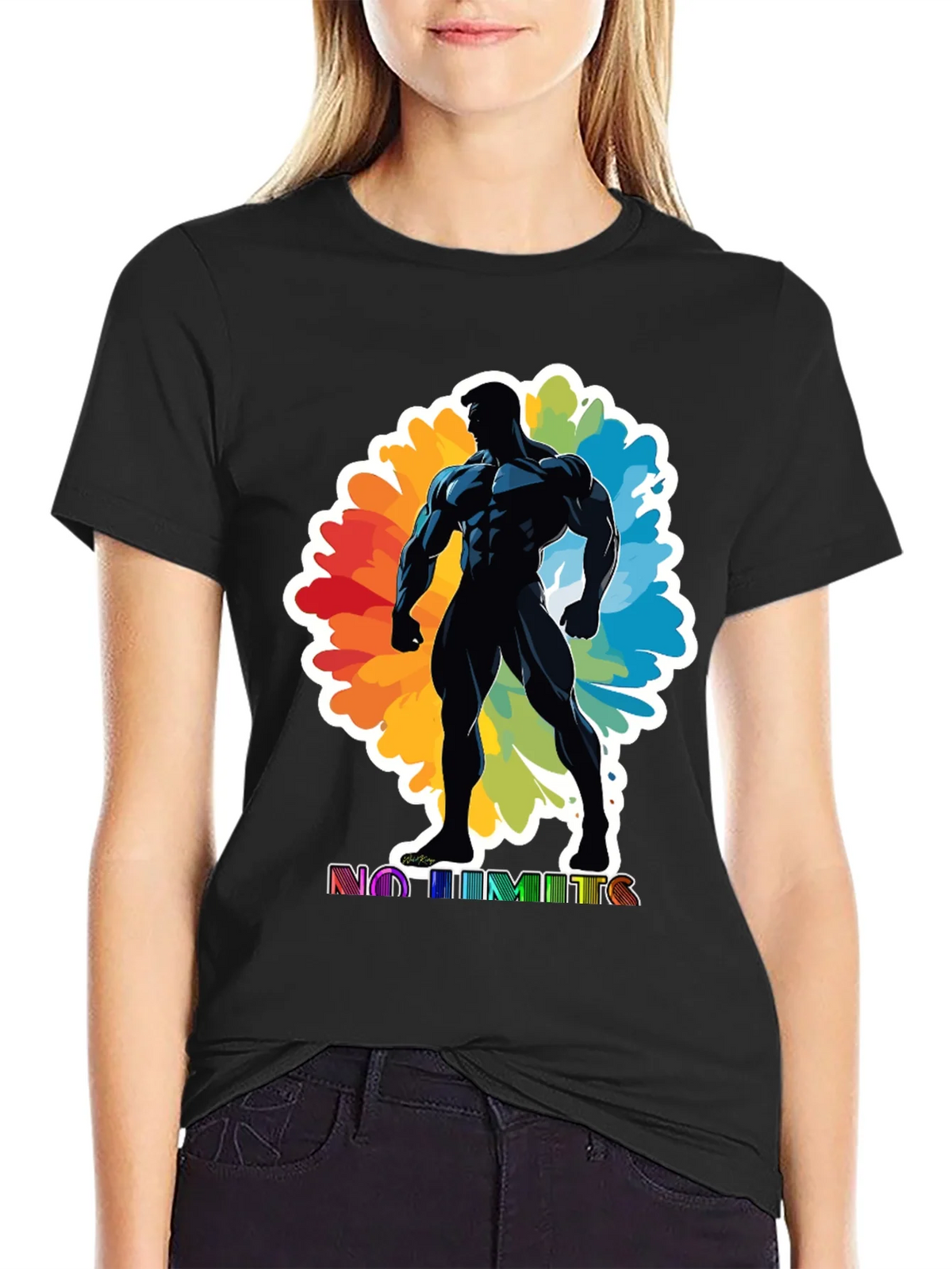 No Limits Graphic Tee: Black Muscle Man Design product image 2
