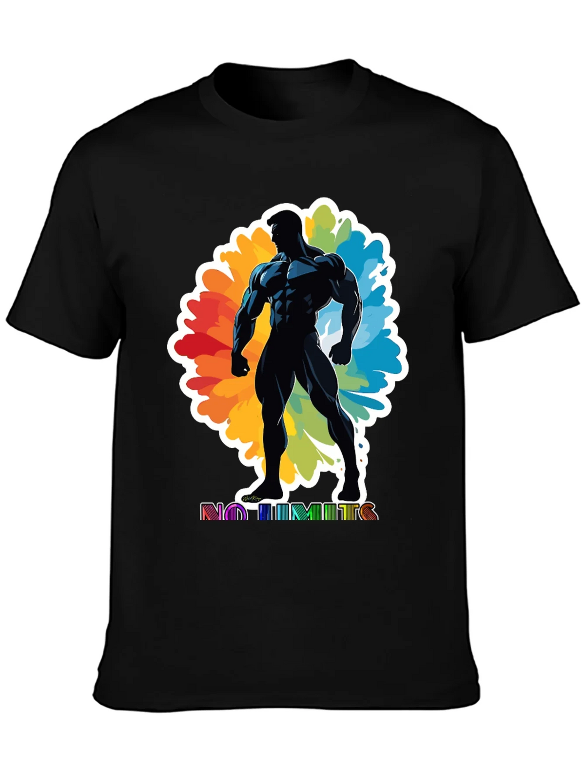 No Limits Graphic Tee: Black Muscle Man Design product image 3