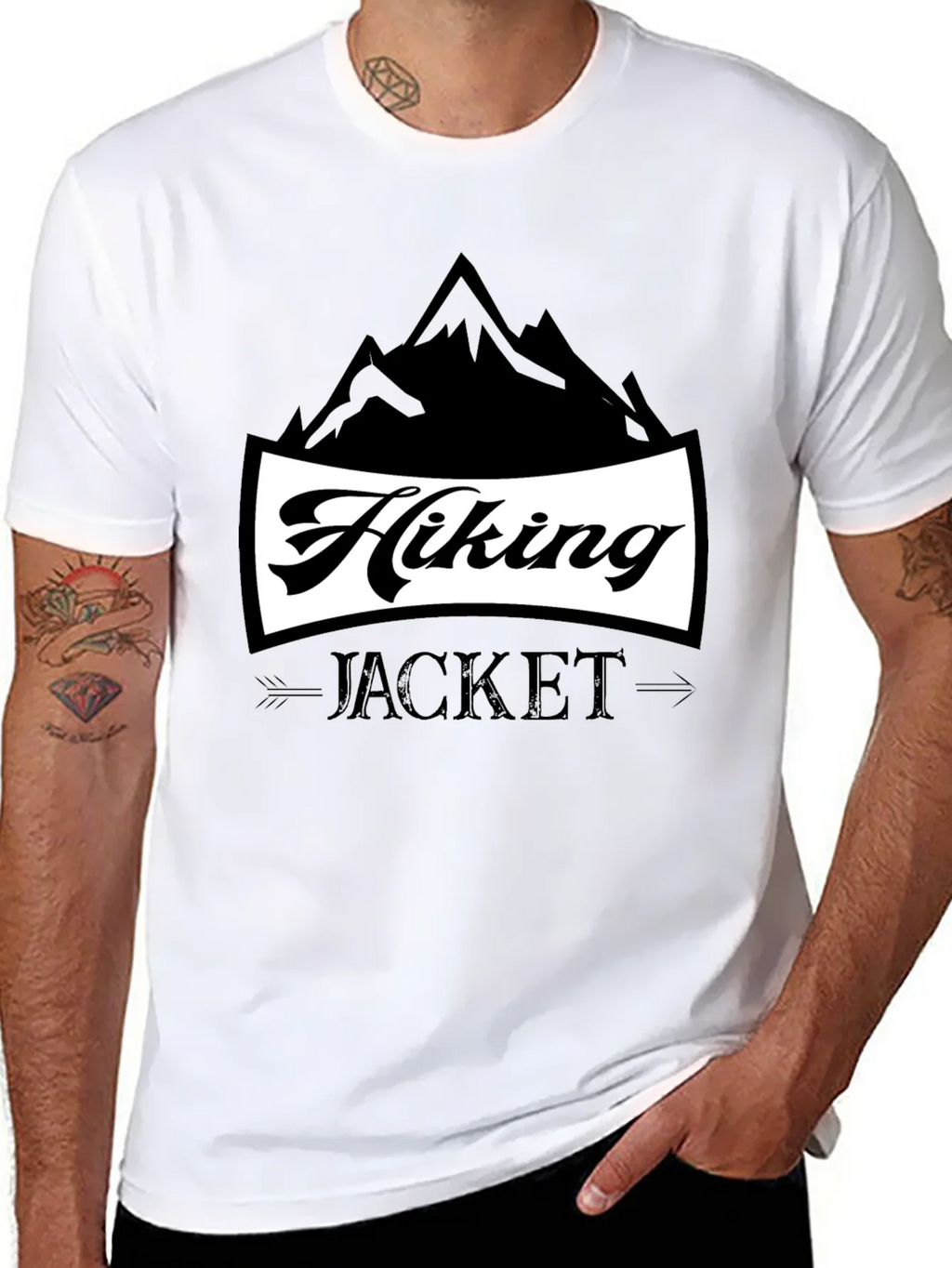 Hiking Jacket Graphic T-Shirt | Black Casual Tee product image 7