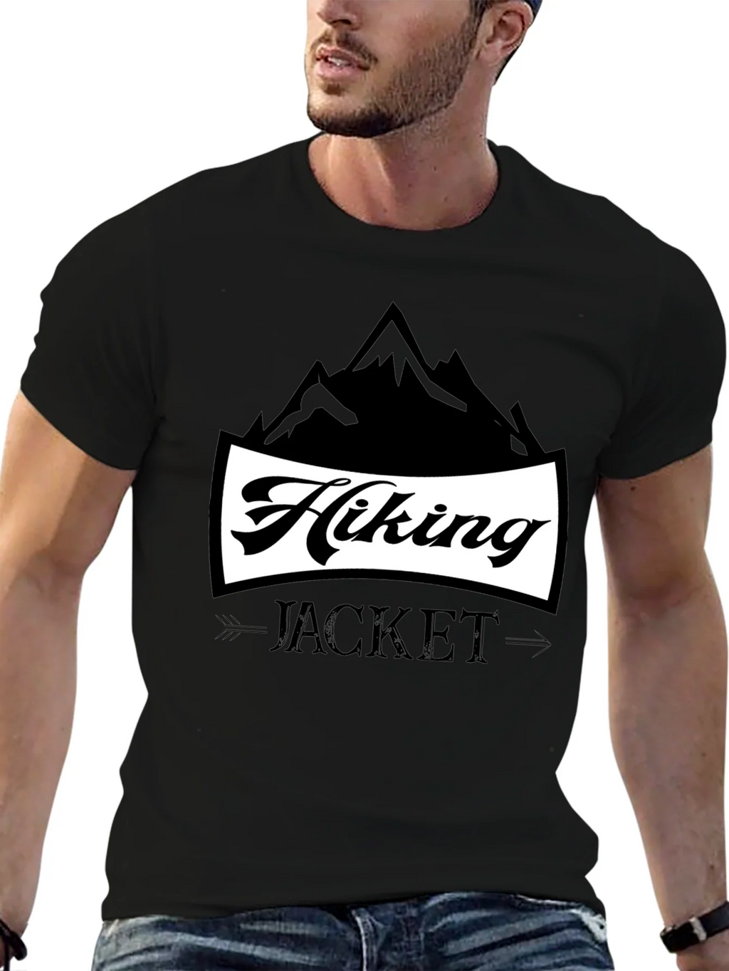 Hiking Jacket Graphic T-Shirt | Black Casual Tee product image 6