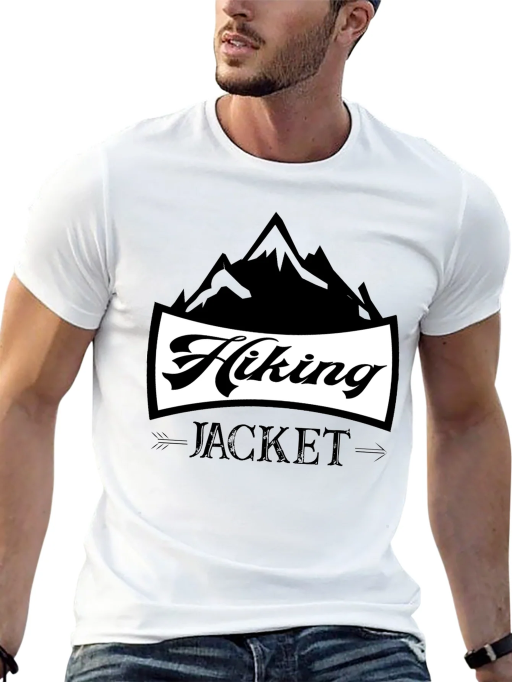 Hiking Jacket Graphic T-Shirt | Black Casual Tee product image 12